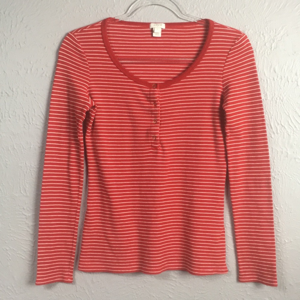 J. Crew Factory Red & White Striped Long Sleeve S
